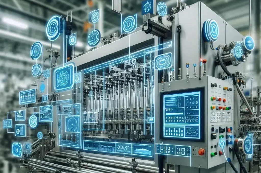 Messungen an Maschinen Moderne Maschine in industrieller Umgebung.